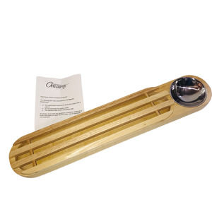 3 piece Wooden Baguette Bread Board with Stainless dipping bowl NEW